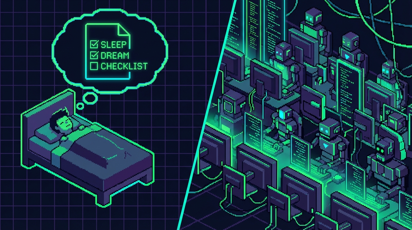 Developer sleeping while AI codes