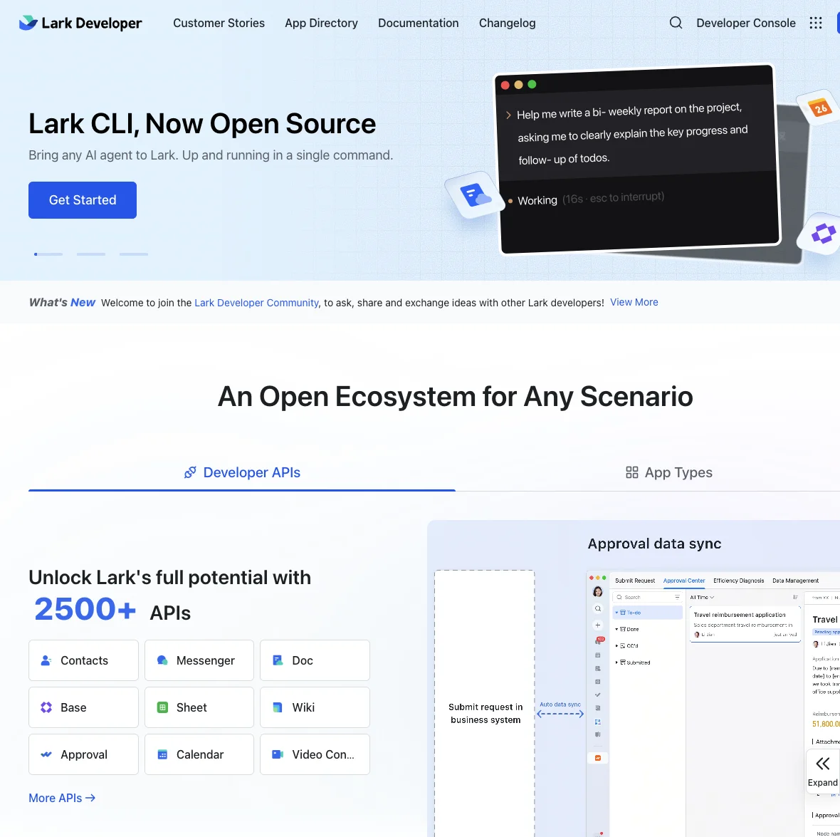 Lark Developer công bố hệ sinh thái 2500+ API gồm Messenger, Base, Doc, Sheet, Wiki, Approval và Calendar